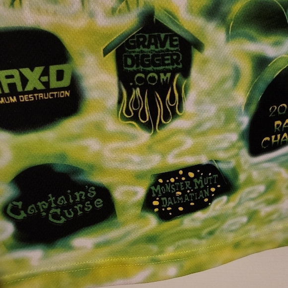 Grave Digger Men's Shirt - Black and Green Exclusive Shirt - Picture 14 of 15